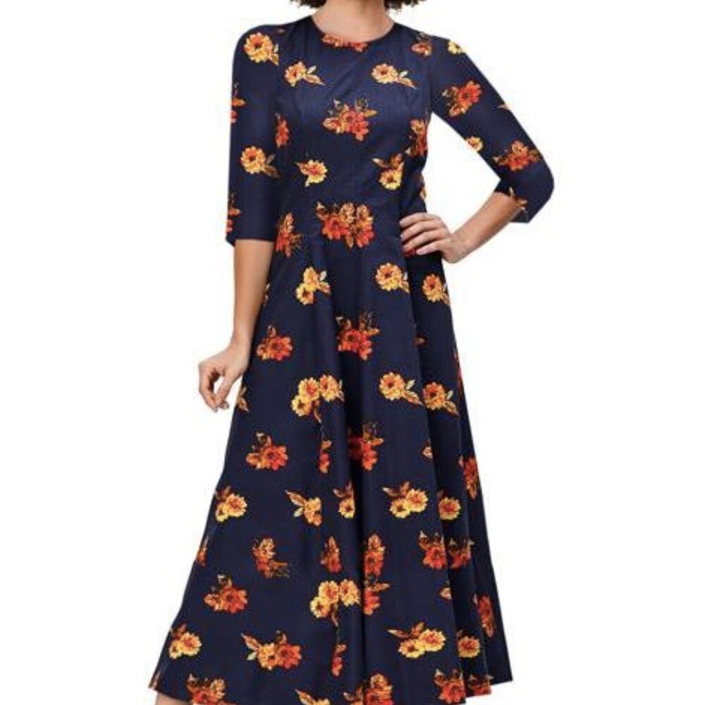 ✨ eShakti Floral Print Cotton Poplin A-Line Dress (Style CL0085078) ✨